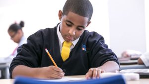 A boy studying